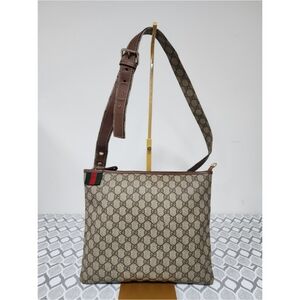 GUCCI GG PVC Canvas Sherry Shoulder Crossbody Bag Brown/Beige